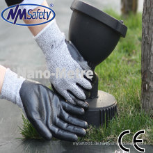 NMSAFETY-Soft-Nylon und HPPE-Liner-beschichtetes Nitril Schnittschutzhandschuhe